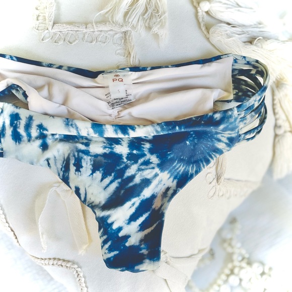 PQ PilyQ Swim | S | Isla Full Deep Soul Teal Tie Dye Full Ruched Bikini Bottoms - Picture 10 of 11